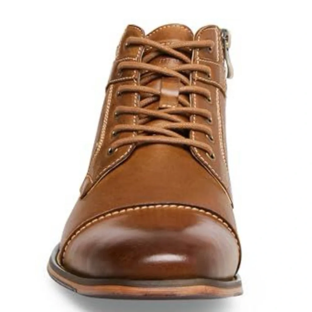 Steve Madden 16 Men’s Dark Tan Jotter Tan Leather Combat Boots